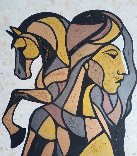"Three Hearts, One Spine"-Abstract Horse Painting di Igor Kotnik, Pittura in vendita su Singulart
