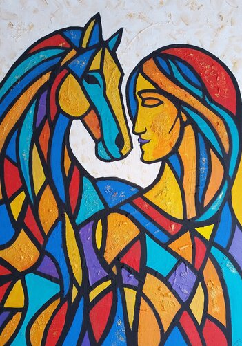 Connection in Color-Abstract Horse Painting by Igor Kotnik, Painting for Sale on Singulart