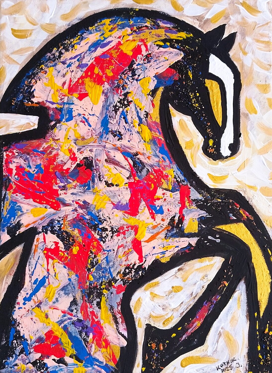 Spectrum Stallion-Abstract Horse Painting Igor Kotnik Dipinto originale in vendita