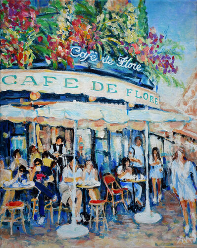 Slow life in Paris (Cafe de Flore) van Ana Smarż, Schilderij te koop op Singulart