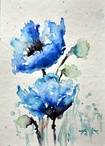 Blue Poppies in Imagination von Ana Smarż, Malerei kaufen auf Singulart