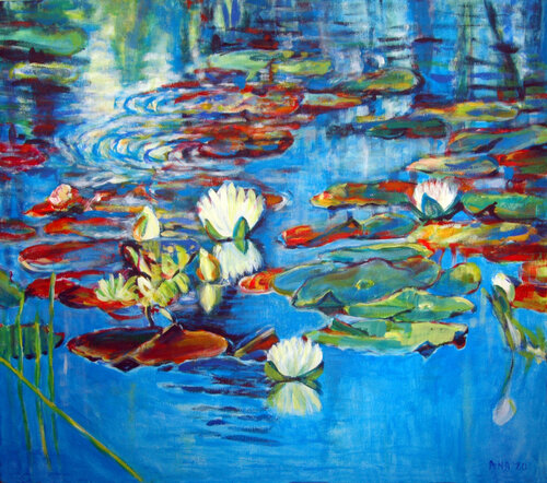 Water lilies de Ana Smarż, Pintura a la venta en Singulart