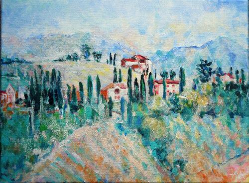 My next holiday in Tuscany - Tuscan Dreams di Ana Smarż, Pittura in vendita su Singulart