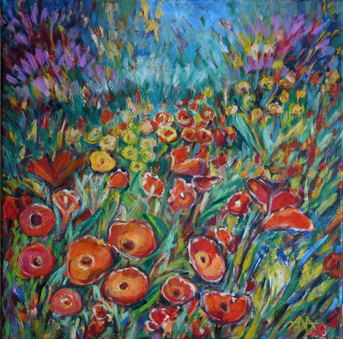 When Flowers Dream in Color par Ana Smarż, Peinture en vente sur Singulart