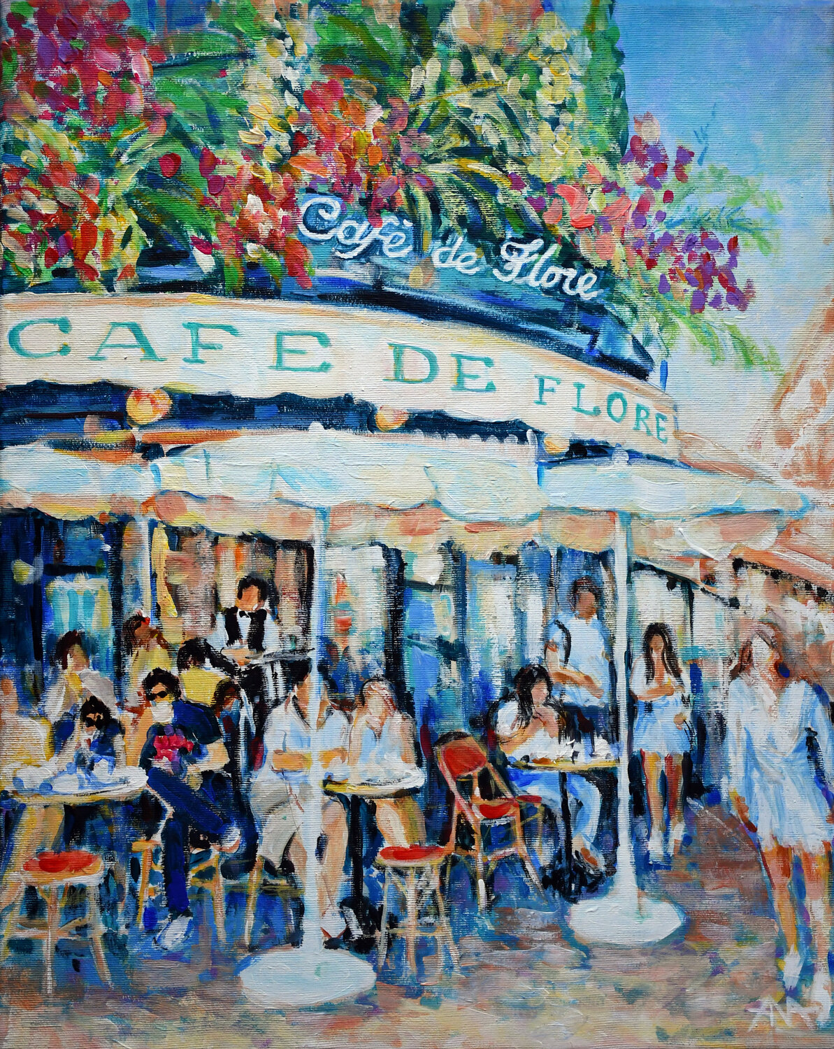 Slow life in Paris (Cafe de Flore) Ana Smarż Originalgemälde zu verkaufen