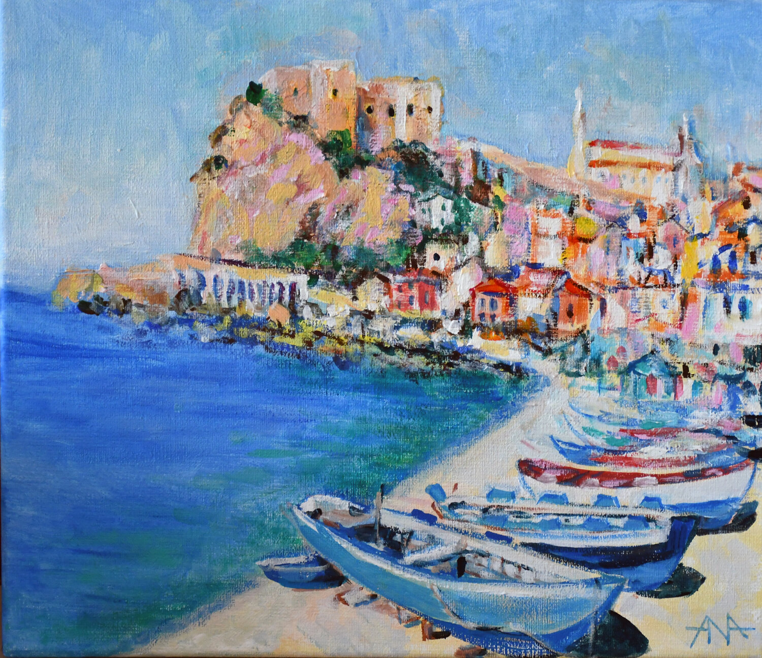 Mediterranean Dreams - Reggio di Calabria Ana Smarż Originalgemälde zu verkaufen