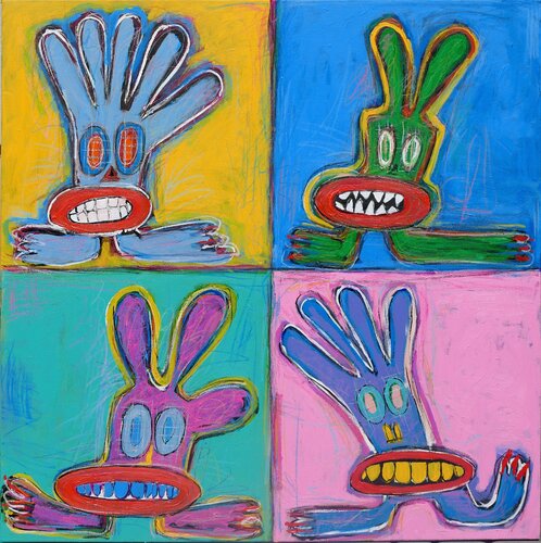 Four bunny van Serge Berezjak, Schilderij te koop op Singulart