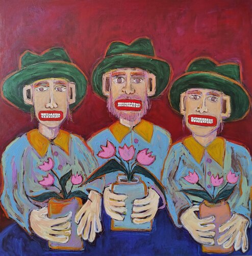 Three with Tulips von Serge Berezjak, Malerei kaufen auf Singulart