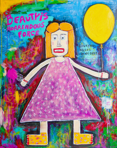 Girl with yellow ballon van Serge Berezjak, Schilderij te koop op Singulart