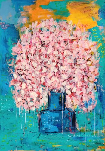 Pink flowers van Serge Berezjak, Schilderij te koop op Singulart