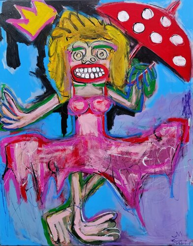 Queen of the Checkered Madness van Serge Berezjak, Schilderij te koop op Singulart