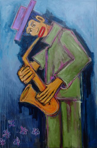 Saxophonist van Serge Berezjak, Schilderij te koop op Singulart