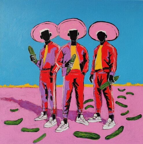 Cucumber dealers by Serge Berezjak, Painting for Sale on Singulart