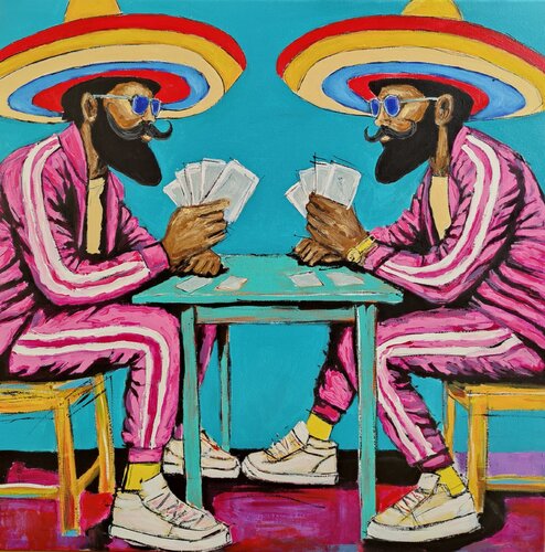 Card players van Serge Berezjak, Schilderij te koop op Singulart