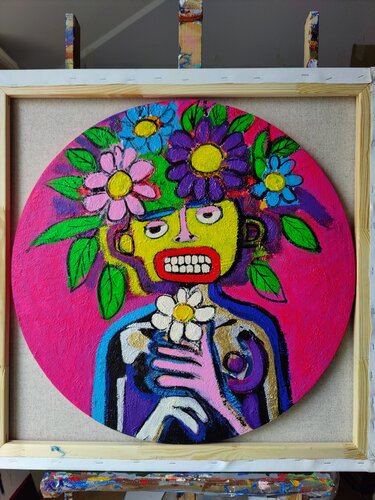 Flowers in hand di Serge Berezjak, Pittura in vendita su Singulart