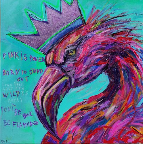 Call me flamingo par Serge Berezjak, Peinture en vente sur Singulart