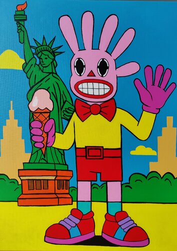 Mr.Fivebunny -Freedom and Ice Cream von Serge Berezjak, Malerei kaufen auf Singulart