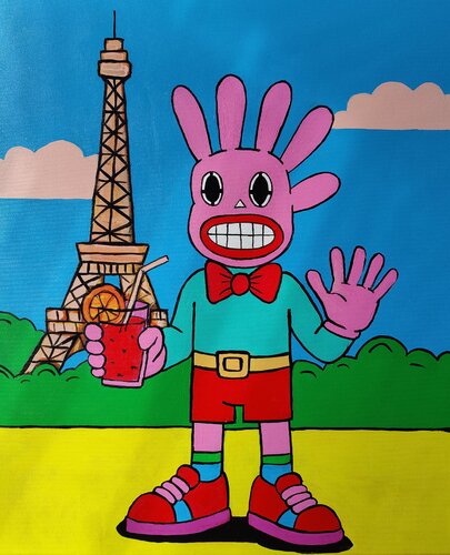 Mr. Fivebunny in Simulacrland: Paris di Serge Berezjak, Pittura in vendita su Singulart