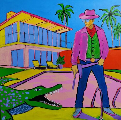 Cowboy vs. Crocodile von Serge Berezjak, Malerei kaufen auf Singulart