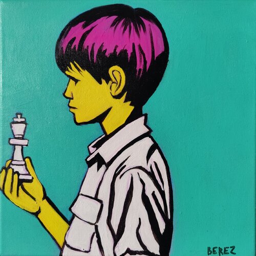 King in Hands by Serge Berezjak, Painting for Sale on Singulart