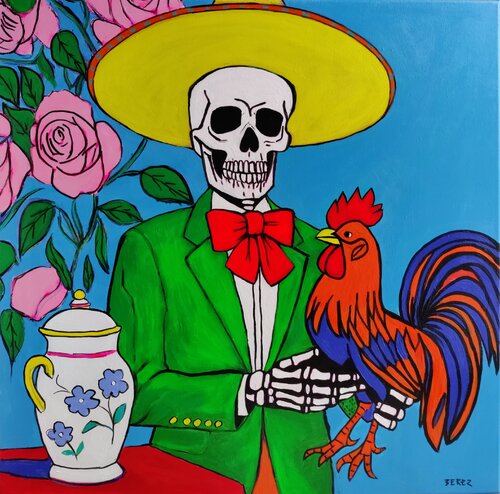 El Catrín con Gallo by Serge Berezjak, 회화 for Sale on Singulart