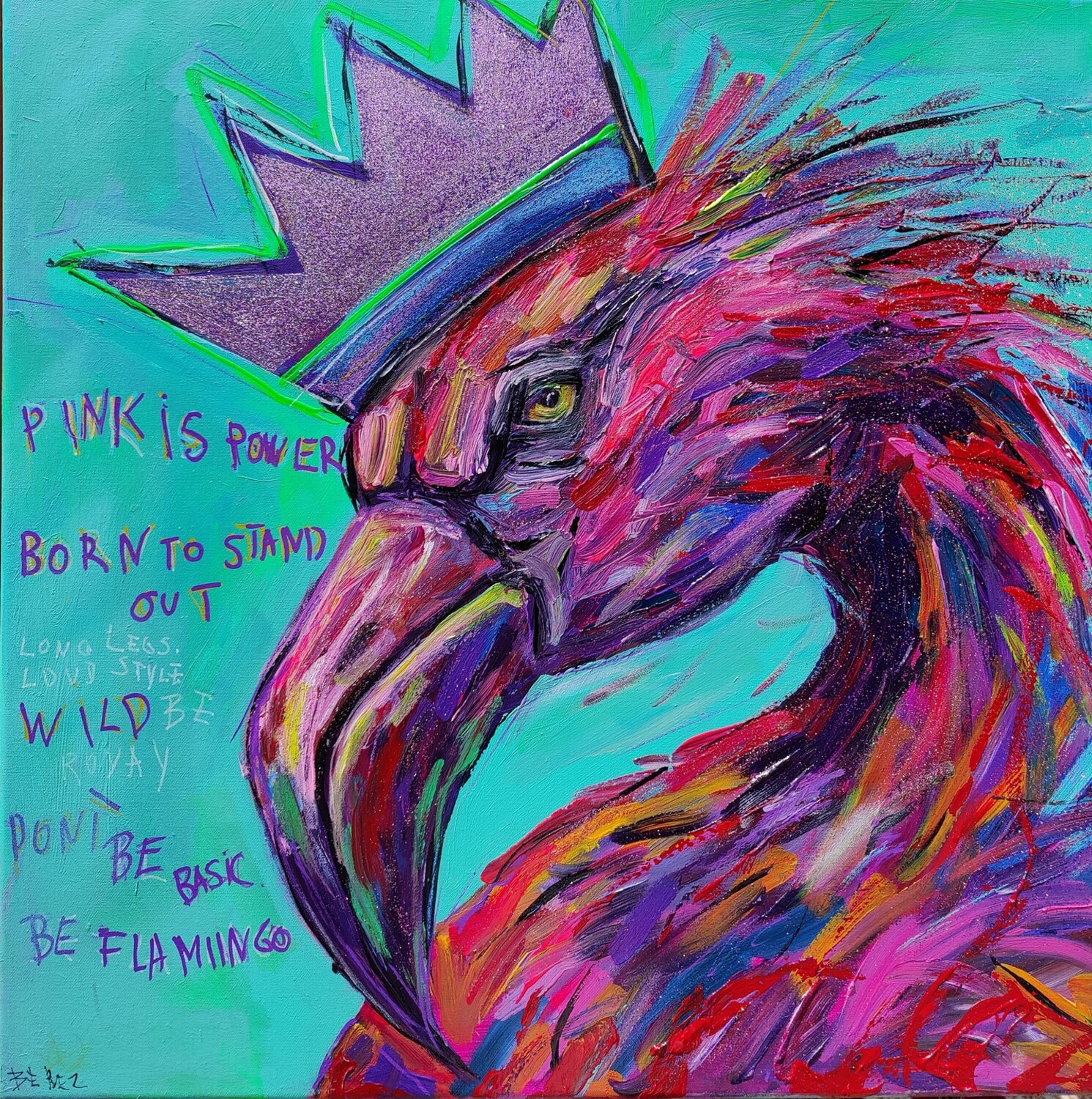 Call me flamingo Serge Berezjak Original painting for sale
