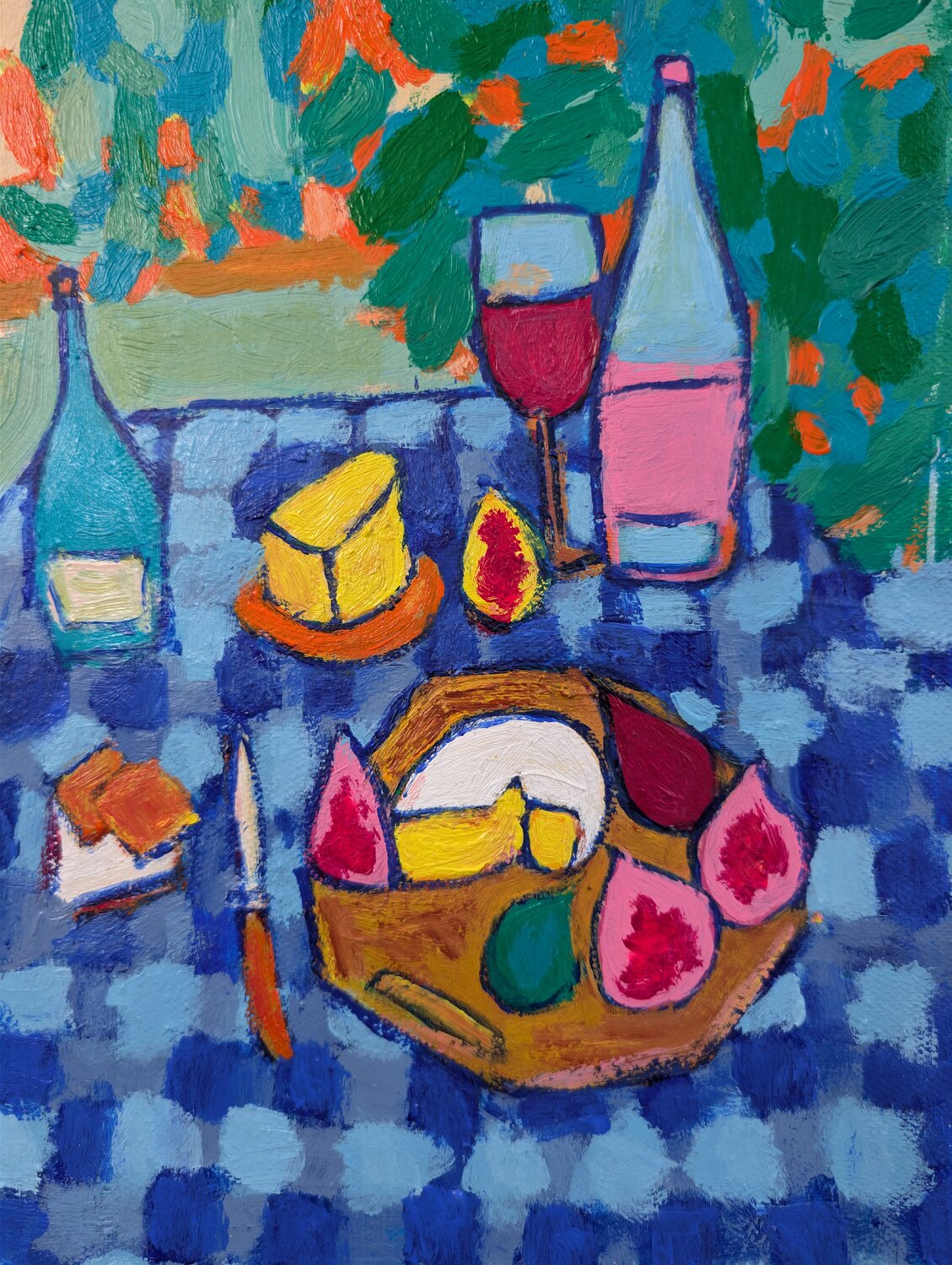 Still Life with Cheese and Figs Serge Berezjak Originalgemälde zu verkaufen