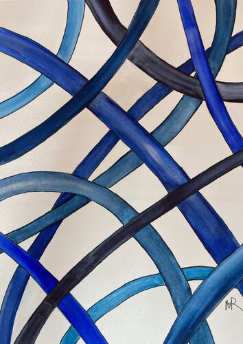 Doodle in Blue di Nancy Riedell, Pittura in vendita su Singulart