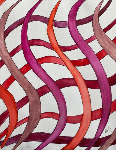 Doodle in Red di Nancy Riedell, Pittura in vendita su Singulart