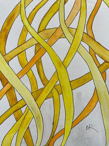 Doodle in Yellow di Nancy Riedell, Pittura in vendita su Singulart