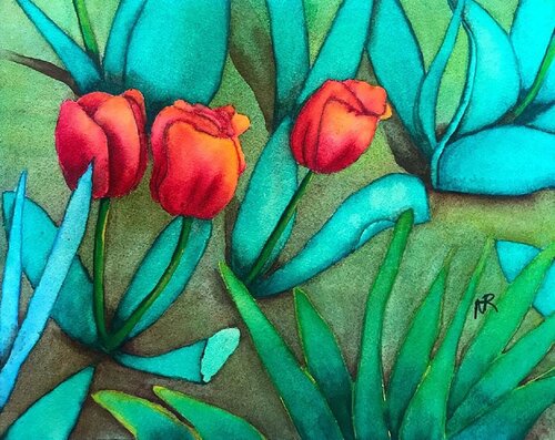 Tulips in Pennsylvania van Nancy Riedell, Schilderij te koop op Singulart