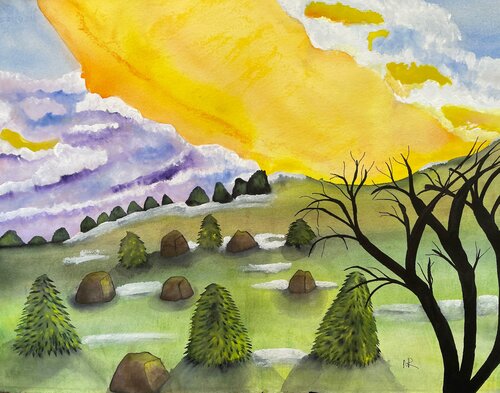 Sunrise After Christine's Passing by Nancy Riedell, Painting for Sale on Singulart