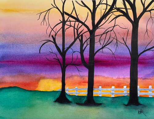 Auburn Sunset von Nancy Riedell, Malerei kaufen auf Singulart