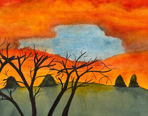 Christmas Sunrise di Nancy Riedell, Pittura in vendita su Singulart