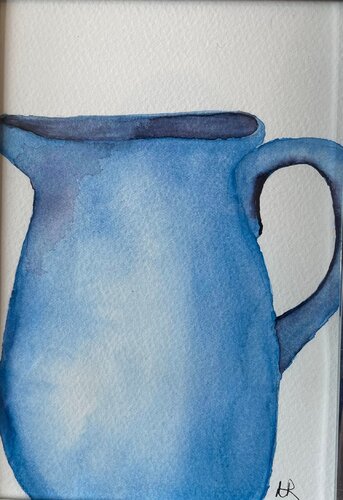 Blue Pitcher di Nancy Riedell, Opera su carta in vendita su Singulart