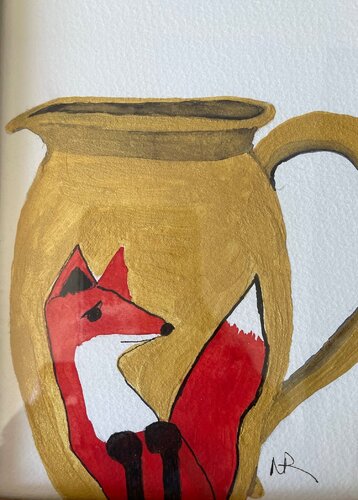 Red Fox Pitcher van Nancy Riedell, Werk op papier te koop op Singulart