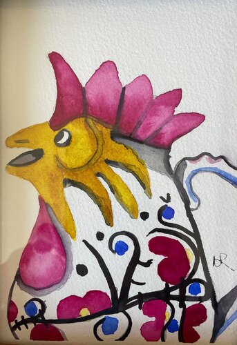 Rooster Pitcher van Nancy Riedell, Werk op papier te koop op Singulart