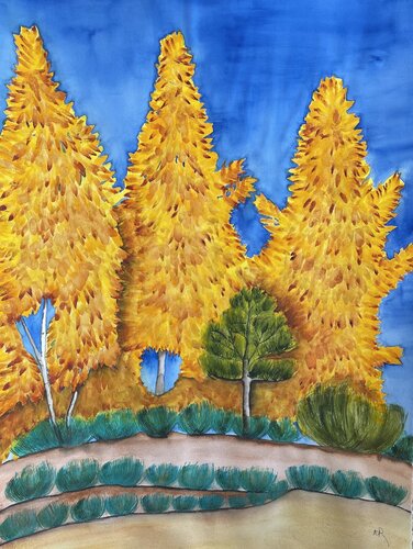 Three Aspens by Nancy Riedell, Work on Paper for Sale on Singulart