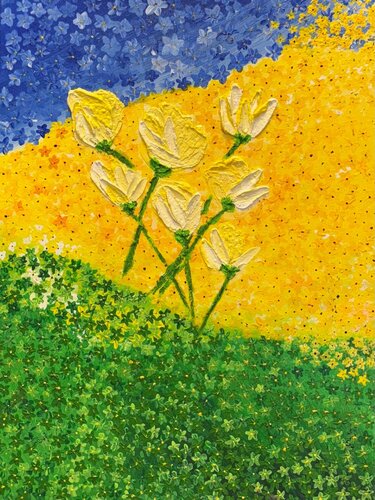 Happy Flower de Jacquilyn Eusanio, Pintura a la venta en Singulart