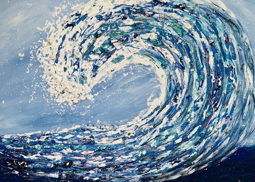 Blue Wave Bright de Jacquilyn Eusanio, Pintura a la venta en Singulart