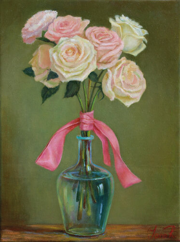 Сreamy roses di Yana Ros, Pittura in vendita su Singulart