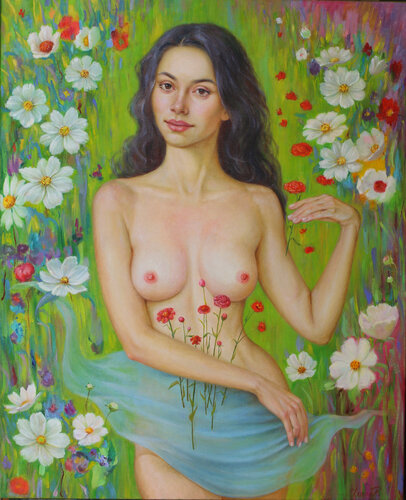 Daisy (Madonna of the Field) by Yana Ros, Painting for Sale on Singulart