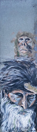 Man with his monkey par Ralph Schulz, Peinture en vente sur Singulart