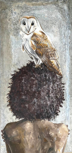 Beauty with owl par Ralph Schulz, Peinture en vente sur Singulart