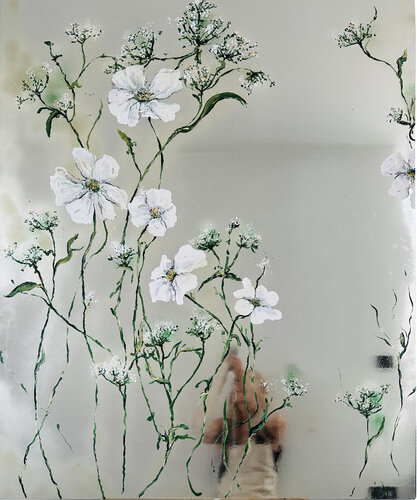 Mirroing Art "White Flowers" van Nathali von Kretschmann, Schilderij te koop op Singulart