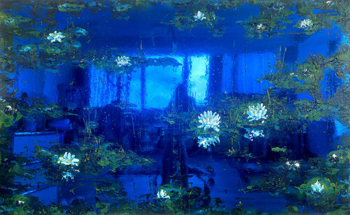See of Roses dark blue by Nathali von Kretschmann, Painting for Sale on Singulart