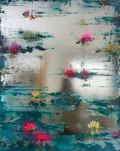 Flower on the See de Nathali von Kretschmann, Pintura a la venta en Singulart