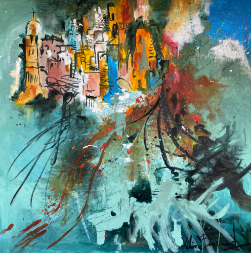 Vernazza il mare silenzioso par Hélène Barraud, Peinture en vente sur Singulart