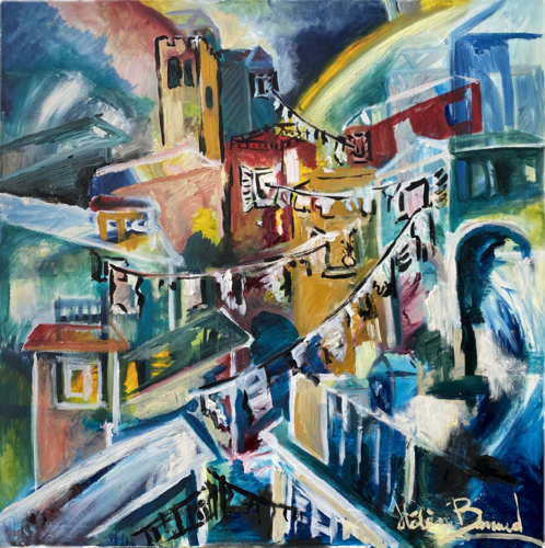 Panni stesi al sole d'agosto par Hélène Barraud, Peinture en vente sur Singulart