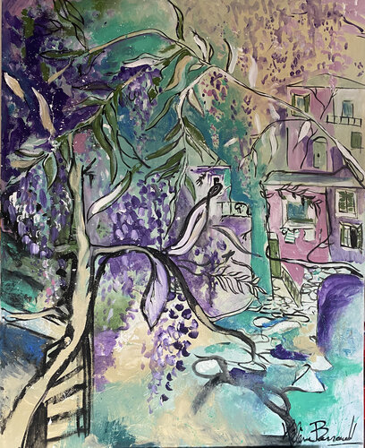 Il glicine a Monterosso von Hélène Barraud, Malerei kaufen auf Singulart